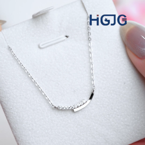 Dây Chuyền Nữ Bạc 925 HGJG Vòng Cung Đính Đá Phong Cách Hiện Đại Tối Giản Quà Tặng Bạn Gái