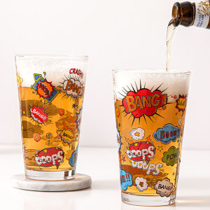 Creative Explosion Arabesquitic Cup Heat-Resistant Milk Drink Beer Steins Men and Women Ins Personality Card Pattern Printing Glass