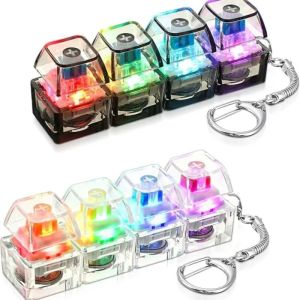 .*LED Keyboard Keychain Fidget Toys Crystal Clicker Sensory Toy for Stress Relief Keyboard Keychain Fidget Gadget for Adults Kid