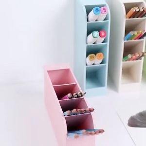 DCH - Pen Holder / Rak Tempat Pulpen Pensil 4 Sekat Pastel Lucu-RANDOM
