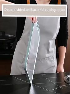 Double Sided Cutting Board / Talenan Stainless 2 Sisi / Jerami Chopping Board Multifungsi dengan Pemarut dan Pengasah