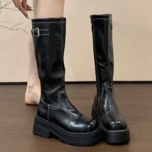 ZHENMO | Stylish Thick Sole Long Boots Brown