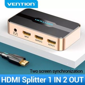 Vention Bộ Chia HDMI Bộ Chia 3D 1X2 4K Bộ Chuyển Đổi HDMI Bộ Chia 1 Trong 2 Ra Với Nguồn Điện Loại Kim Loại Cho Bộ Khuếch Đại Xbox Bộ Chuyển Đổi Hdmi HDCP Bộ Chia
