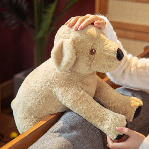 JOJO CASTLE New Lovely Dog Plush Toy Real Life Labrador Puppy 25/35/45/75cm Soft Doll Stuffed Life Animal Lying Dog Pillow Kids Toys Birthday Gift