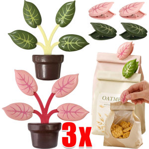 3pcs Magnetic Plastic Food Sealing Clip / 2 in 1 Strong Adsorption Fridge Magnet / Cute Plant Flowers Shape Food Bag Sealer Clips / for Photo Sticky Notes