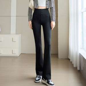 Quần Ống Loe Cạp Cao Thường Ngày Thời Trang Thu Đông Cho Nữ Quần Dài Ống Rộng Thoải Mái Chất Liệu Nylon Dài