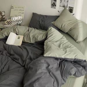 JILAIYAO | Nordic Style Simple Washed Cotton Four-Piece Bedding Set Three-Piece Option
