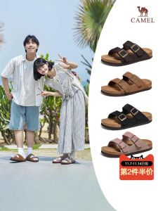 Camel Retro Comfortable Soft Casual Couple Sandals/Burken Shoes Leather Upgraded EVA Beach Slippers Summer Season