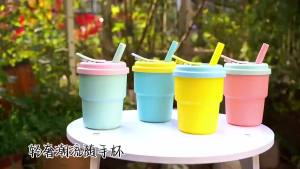 380ml silicone straw cup learning drinking cup household drinking water milk cup