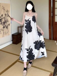 Summer New Chinese Style Vintage Loose Strapless Dress Womens Atmosphere Slimming Personality Casual Long Skirt