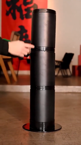 Miisoo ถังเคาะกากกาแฟแนวตั้ง ถังเคาะกากกาแฟ พร้อมแท่นเคาะหุ้มยางลดเสียง ฝาครอบถอดได้ ทําความสะอาดง่าย 85*23 ซม ถังเคาะกากกาแฟทรงสูง แบบหลอดตั้งพื้น