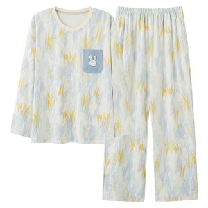 Bộ đồ ngủ nữ MiiOW vải cotton tay dài quần dài thoáng khí - mùa xuân thu đông