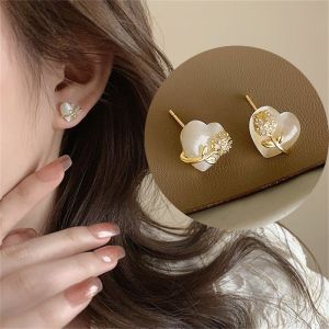 Simple Heart Earrings Korean Fashion Elegant Earring Jewelry Accessories for Sweet Girls