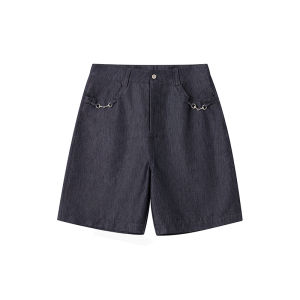 FORNINES | Retro Aged Five Pocket Pants Loose Straight Casual Shorts