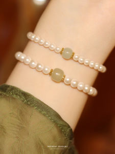 Evening Natural Turquoise Pearl Bracelet for Women New Chinese Style Small Audience Gift Handmade Carved S925 Silver Clasp