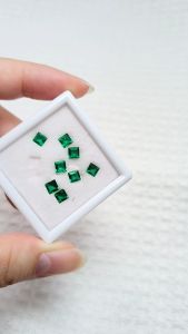 Square Shape Step Cut Lab Created Muzo hydrothermal Emerald with Crackes and Inculsions Loose Gemstone for Jewelry DIY Accessories