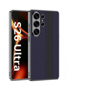 szhaiyu | Electroplated Leather Phone Case for Samsung Galaxy S26 Ultra Shockproof Precision Hole Full Package Hard Cover Galaxy S26 Ultra