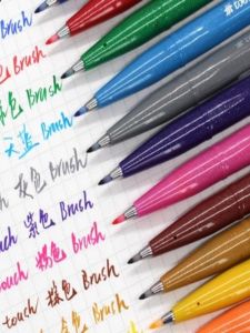 Japanese Pentel Touch Color Soft Brush Pen Soft Pen Hand Account Greeting Card Japanese Style Ins Calligraphy Signature Pen Type Writing Brush Gold