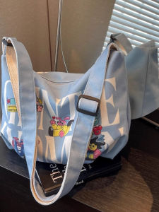 New 2025 Canvas Letter Womens Bag Commuter Dumpling Bag Large Capacity Japanese Style Versatile Single Shoulder Bag