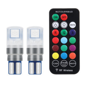 KEVANLY | 1Set T10 W5W LED RGB 194 168 5050 SMD Signal Lights Car Interior Dome Reading Light Automobiles Wedge Lamp with Remote Control
