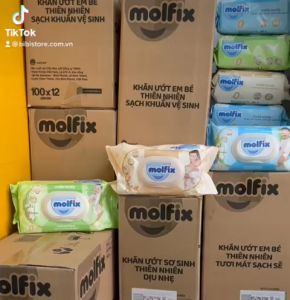 [Sỉ thùng 12 Gói] Khăn ướt Molfix Thiên nhiên - Gói 100 miếng (BIBISTORE)