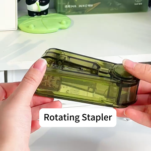 Rotating Stapler 360° Transparent Design with 400 Staples 24/6 26/6 Staples for Office & School Supplies 140x62x38mm Size
