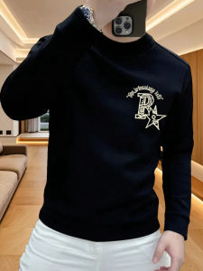 Áo Nỉ Cổ Tròn in Họa Tiết Thời Trang Nam Rộng Rãi Thoáng Khí Dài Tay Áo Lót Thường Ngày Mùa Thu 2025 Phong Cách Đường Phố