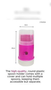 CYK 2016 SPOON HOLDER Round Plastic Spoon and Fork Holder With Cover 1 Pc