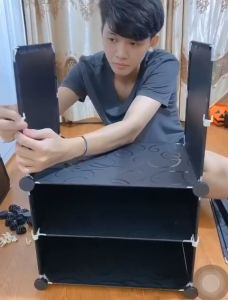 Tủ nhựa - kệ giày dép lắp ghép 30 ô cửa trắng trong size lớn để được 60 đôi giày