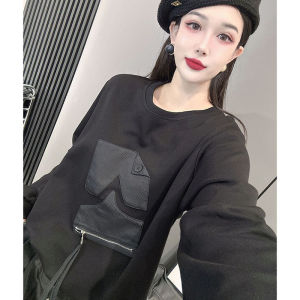 Chic Pure Cotton Long Sleeve Sweatshirt Womens Loose Top Early Autumn Base Shirt Korean Style Outerwear Fashionable