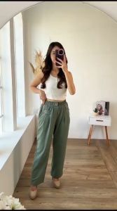 Celana Kulot Crinkle Airflow Premium Highwaist Wanita Loose Cullote Pant Polos Terbaru Variasi Kancing Skuder Depan