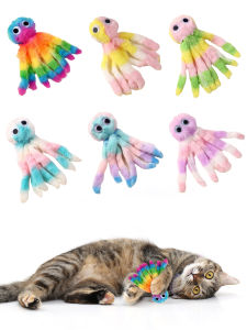 Adorable Octopus Plush Cat Toy - Interactive Chew & Kick Game Teaser Wand Replacement Heads Assorted Colors for Indoor Cats