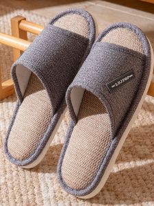 DAHONGNIANDAI | All Seasons Large Size Linen Mens Indoor Slippers