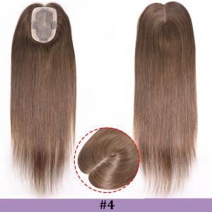 16Inch Brown Blonde Human Hair Toppers Dark Roots For Women Highlight Hairpiece Clip In Toppers Extensions For Woman Toupee