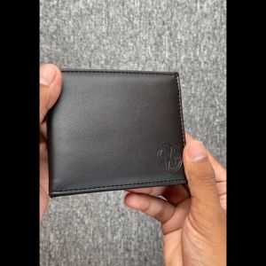 QXZ94 Dompet Pria Kombinasi Kulit Sintetis Dan Kanvas Lipat Pendek Kartu Polos Hitam DPTL-KV02