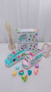Đồ chơi ô tô thả hình khối kết hợp đàn gõ Xylophone giáo dục sớm cho bé Toyshouse HE8036