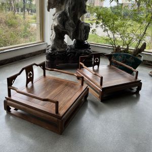 New Chinese Zen Chair Black Walnut Solid Wood Circle Chair Single Person Leg Crossed Zazen Meditation Furniture Design