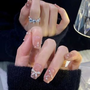 MONLEYTA | Handmade Nail Art Short Nude Color Nail Tips Finished Product For Autumn Winter Fashionable And Elegant False Nails Tips