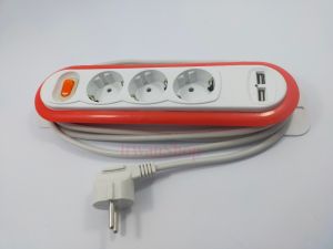Stop Kontak Arde 3 Lubang + Kabel 3 Meter 2 Port USB