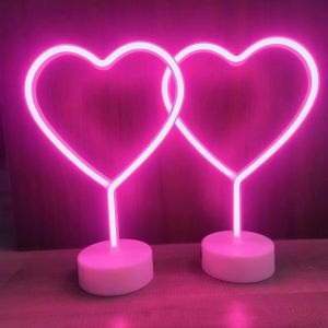 2 psc pink love neon light USB/battery powered wedding party room Valentines Day romantic atmosphere decoration gift