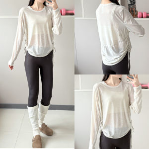 เสื้อกั๊กสปอร์ตแขนยาวทรงหลวมสำหรับวิ่ง แห้งเร็ว ระบายอากาศได้ดี ทรงยืดหยุ่นสูง สำหรับผู้หญิง ชุดโยคะ ฟิตเนส ฤดูร้อน