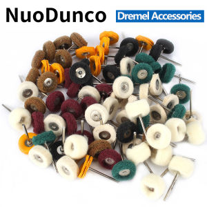 1" Wool Felt Grinding Sanding Head Abrasive Buffing Wheel with 3mm Shank Cotton Thread Polishing Mini Brush for Dremel Dril