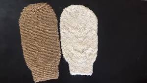 1Pc Exfoliating Hemp Bath Glove Mitten Scrubber Natural Bamboo Fiber Remove Dead Skin Deep Clean Double-Sided Bath Gloves