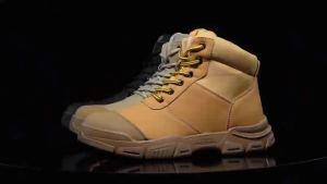 Safety Shoes 918 Lace up Zip Mid cut Safety footwear Green Yellow Black