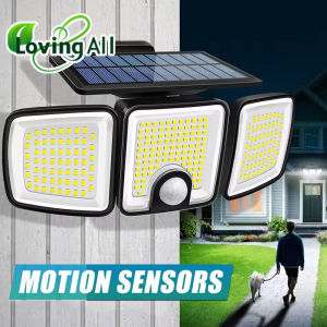 Solar Light With Dual PIR Motion Detector 3 Lighting Modes 270° Illumination IP65 Waterproof Security Garde Flood Lights