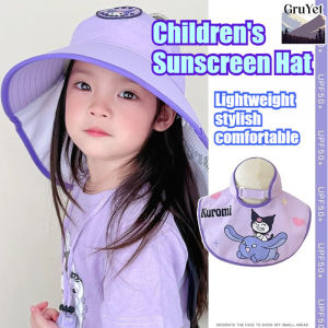 Sanrio Kuromi Melody Girls Sun Hat Shawl Hat Childrens Hat Big Brim Baby Summer Sun Protection Bucket Hat