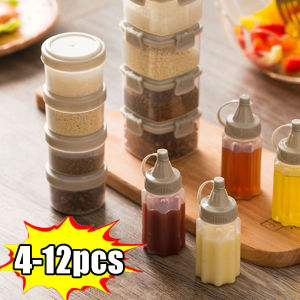4pcs/12pcs Mini Containers with Lids: Small Plastic Storage Condiment Containers with Lids - Baby Food Containers Snacks Sauces Candy - Seasoning Box-Outdoor Barbecue Kitchen Accessories