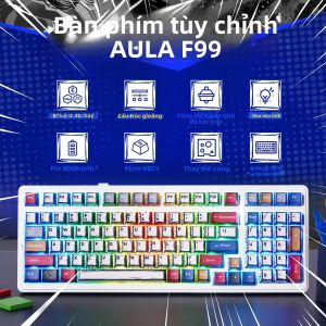 Bàn Phím Cơ Chơi Game AULA F75/F99 Pro Đèn Nền RGB Keycap PBT Họa Tiết Truyện Tranh Hot Swap Tùy Chỉnh Dùng Được Cho Văn Phòng