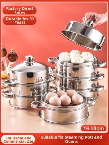 YANXING | Nồi Hấp Inox Dày Đa Tầng Cho Bánh Bao và Xiao Long Bao