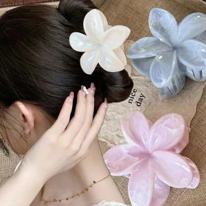 3PCS Marble Frangipani Hairpin Large Plumeria Headwear Flower Hair Clips Hawaiian Style Grab Clip Fashion Headdress Elegant Hair Accessories